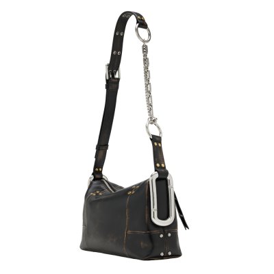 THE SCENE MEDIUM SHOULDER BAG IN STUDDED DISTRESSED LEATHER